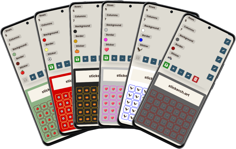 Several mockups of sticker charts showing different customizations